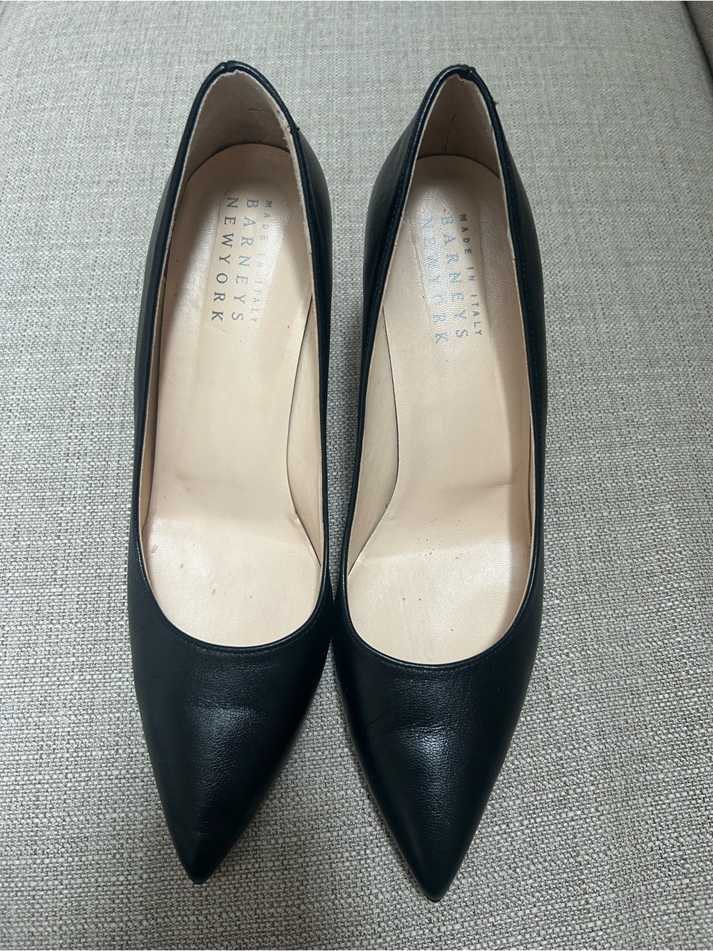 Barneys New York Black Pointed-Toe Leather Pumps